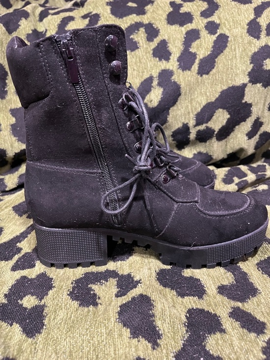 Nasty Gal Black Lace-Up Platform Combat Boots - Picture 3 of 3